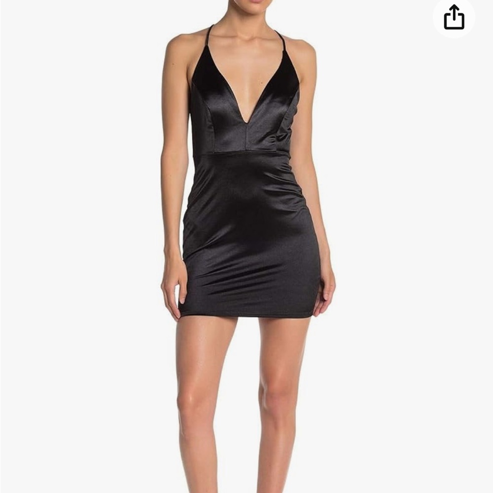 Jump Satin Plunge Neck Bodycon Dress